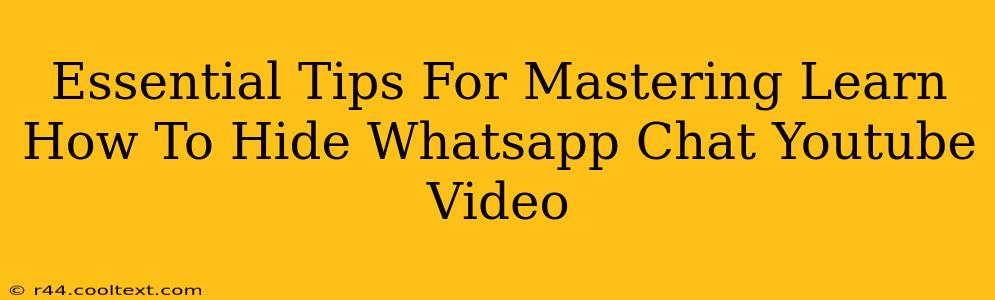 Essential Tips For Mastering Learn How To Hide Whatsapp Chat Youtube Video