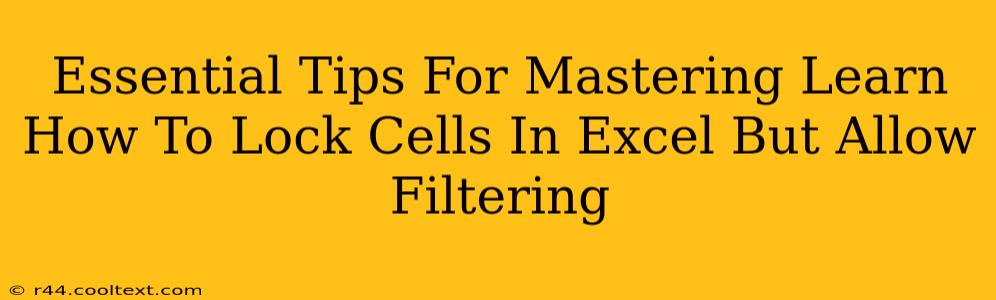 Essential Tips For Mastering Learn How To Lock Cells In Excel But Allow Filtering