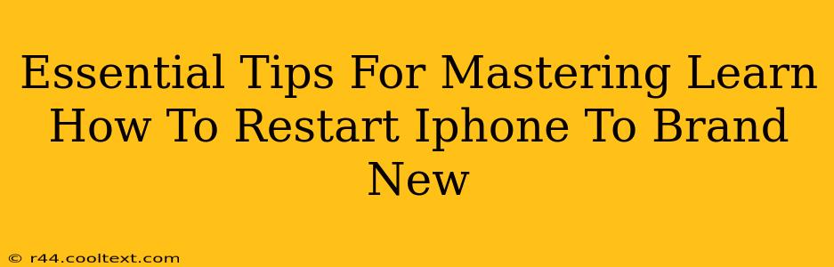 Essential Tips For Mastering Learn How To Restart Iphone To Brand New