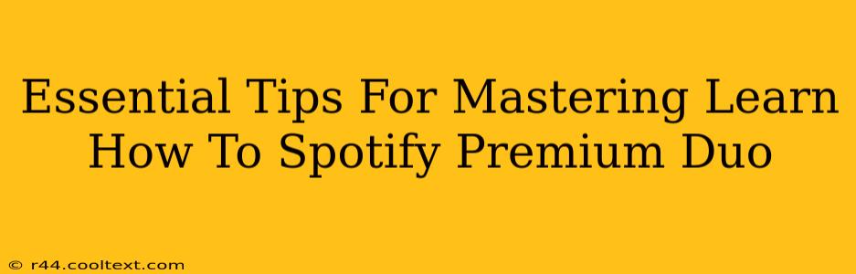 Essential Tips For Mastering Learn How To Spotify Premium Duo