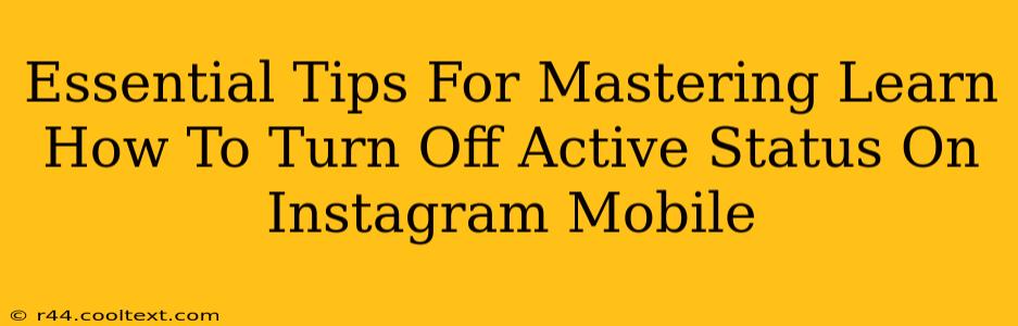 Essential Tips For Mastering Learn How To Turn Off Active Status On Instagram Mobile