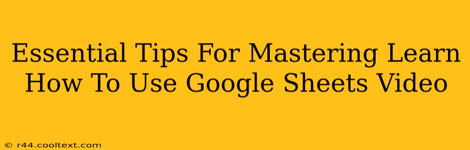 Essential Tips For Mastering Learn How To Use Google Sheets Video