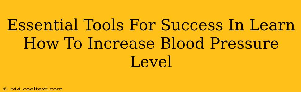 Essential Tools For Success In Learn How To Increase Blood Pressure Level