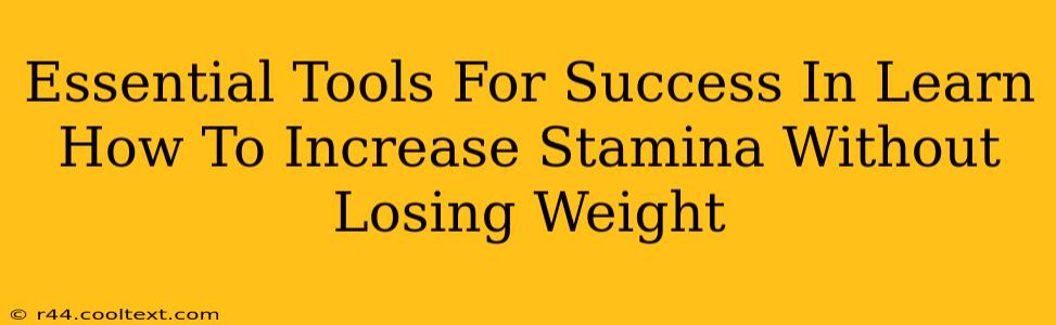 Essential Tools For Success In Learn How To Increase Stamina Without Losing Weight