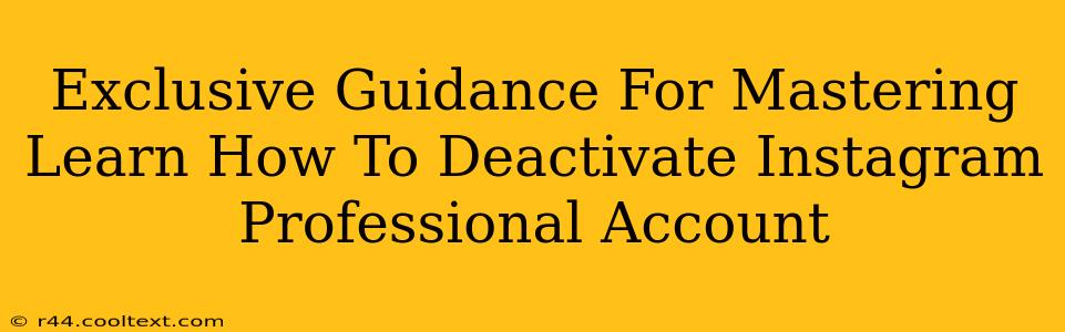 Exclusive Guidance For Mastering Learn How To Deactivate Instagram Professional Account