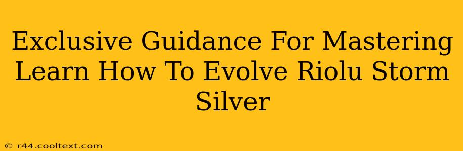 Exclusive Guidance For Mastering Learn How To Evolve Riolu Storm Silver