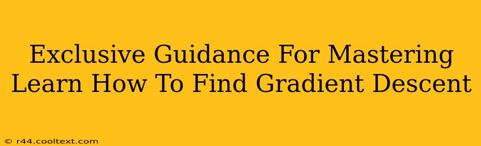 Exclusive Guidance For Mastering Learn How To Find Gradient Descent