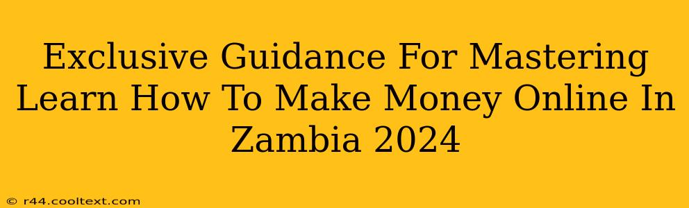 Exclusive Guidance For Mastering Learn How To Make Money Online In Zambia 2024