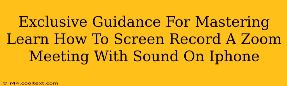 Exclusive Guidance For Mastering Learn How To Screen Record A Zoom Meeting With Sound On Iphone