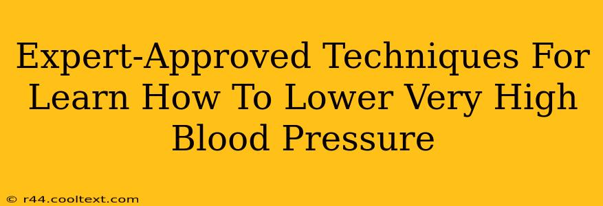 Expert-Approved Techniques For Learn How To Lower Very High Blood Pressure