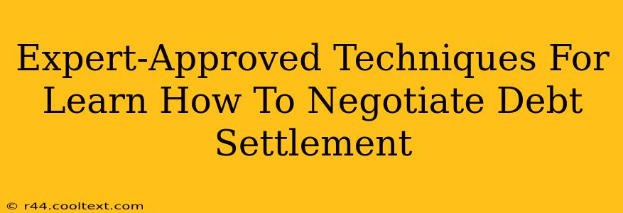 Expert-Approved Techniques For Learn How To Negotiate Debt Settlement