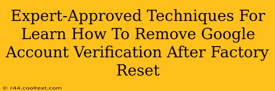 Expert-Approved Techniques For Learn How To Remove Google Account Verification After Factory Reset