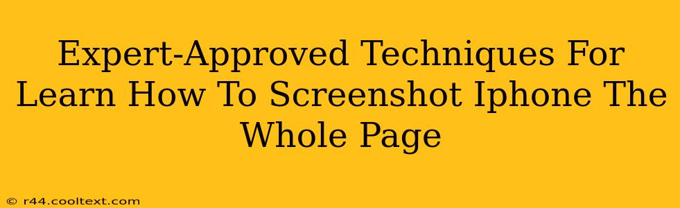 Expert-Approved Techniques For Learn How To Screenshot Iphone The Whole Page