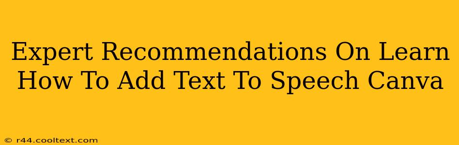 Expert Recommendations On Learn How To Add Text To Speech Canva