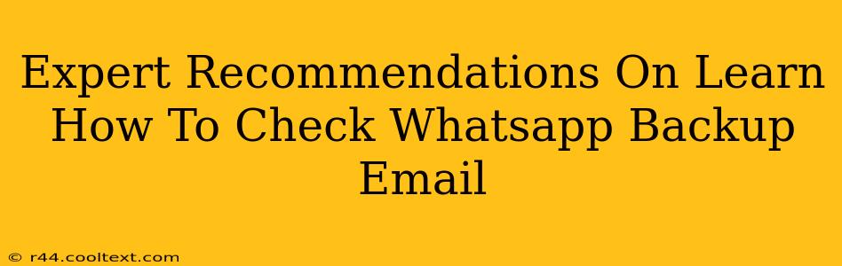 Expert Recommendations On Learn How To Check Whatsapp Backup Email