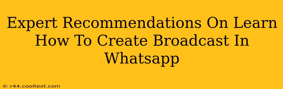 Expert Recommendations On Learn How To Create Broadcast In Whatsapp