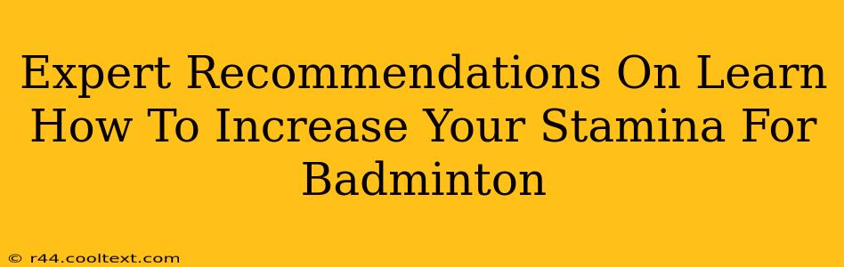 Expert Recommendations On Learn How To Increase Your Stamina For Badminton