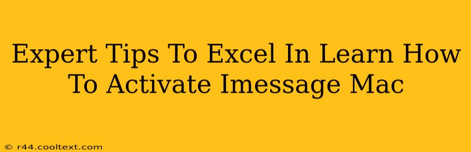 Expert Tips To Excel In Learn How To Activate Imessage Mac