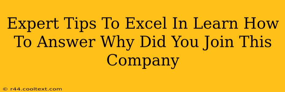 Expert Tips To Excel In Learn How To Answer Why Did You Join This Company