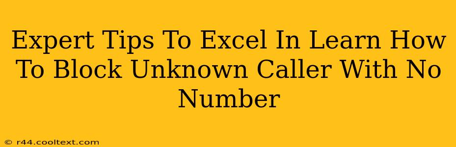 Expert Tips To Excel In Learn How To Block Unknown Caller With No Number