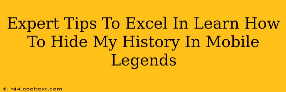 Expert Tips To Excel In Learn How To Hide My History In Mobile Legends