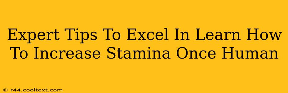 Expert Tips To Excel In Learn How To Increase Stamina Once Human