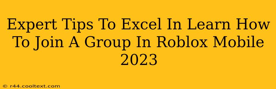 Expert Tips To Excel In Learn How To Join A Group In Roblox Mobile 2023