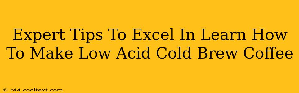 Expert Tips To Excel In Learn How To Make Low Acid Cold Brew Coffee