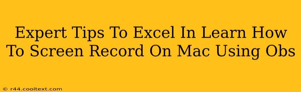 Expert Tips To Excel In Learn How To Screen Record On Mac Using Obs