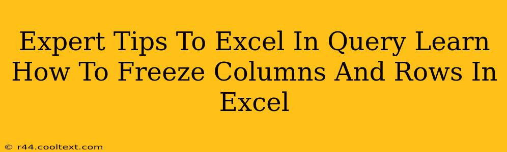 Expert Tips To Excel In Query Learn How To Freeze Columns And Rows In Excel