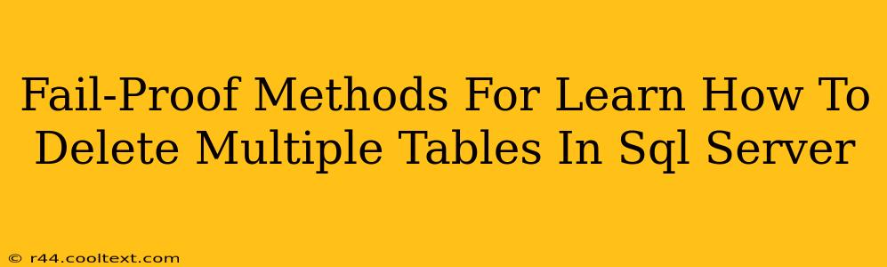 Fail-Proof Methods For Learn How To Delete Multiple Tables In Sql Server