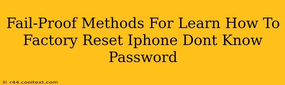 Fail-Proof Methods For Learn How To Factory Reset Iphone Dont Know Password