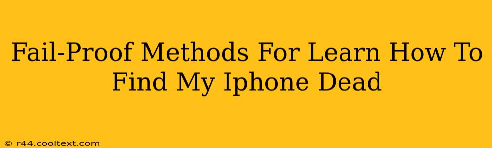 Fail-Proof Methods For Learn How To Find My Iphone Dead