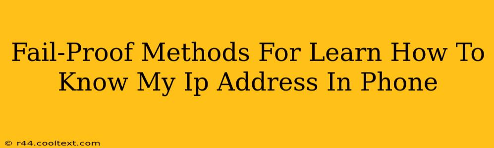 Fail-Proof Methods For Learn How To Know My Ip Address In Phone