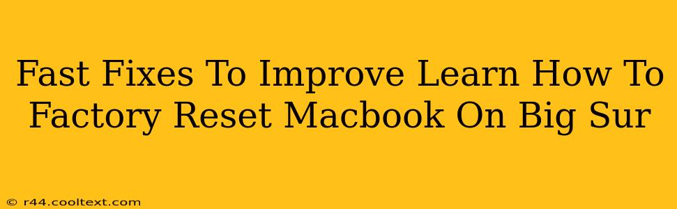 Fast Fixes To Improve Learn How To Factory Reset Macbook On Big Sur