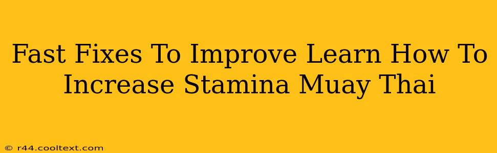 Fast Fixes To Improve Learn How To Increase Stamina Muay Thai