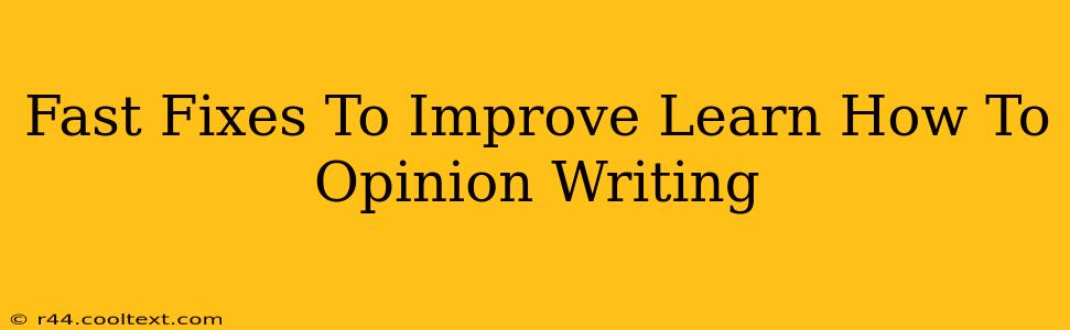 Fast Fixes To Improve Learn How To Opinion Writing