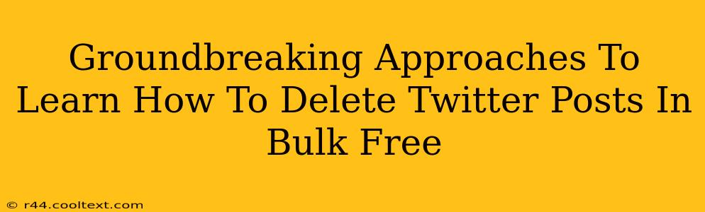 Groundbreaking Approaches To Learn How To Delete Twitter Posts In Bulk Free