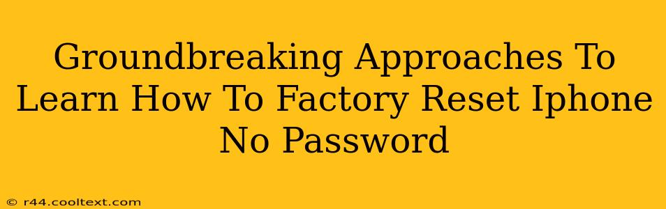 Groundbreaking Approaches To Learn How To Factory Reset Iphone No Password