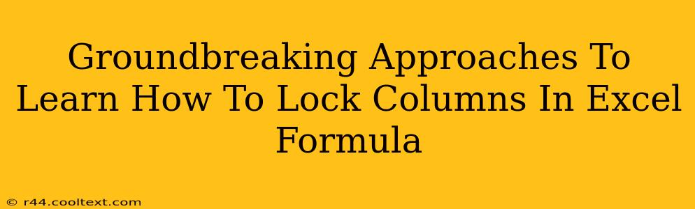 Groundbreaking Approaches To Learn How To Lock Columns In Excel Formula