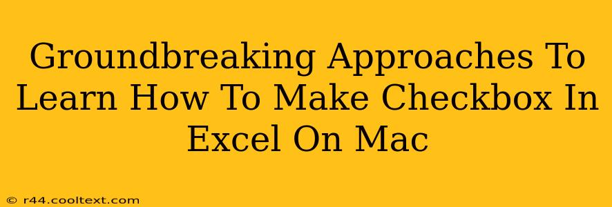 Groundbreaking Approaches To Learn How To Make Checkbox In Excel On Mac