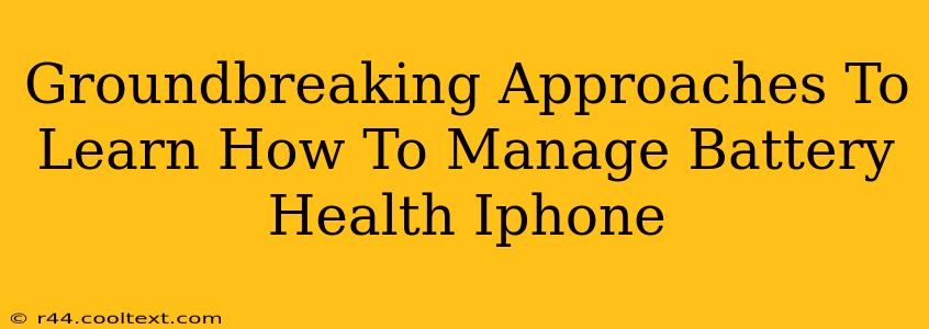 Groundbreaking Approaches To Learn How To Manage Battery Health Iphone