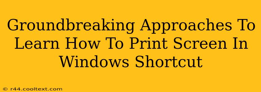 Groundbreaking Approaches To Learn How To Print Screen In Windows Shortcut