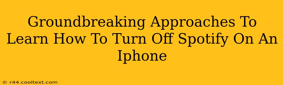 Groundbreaking Approaches To Learn How To Turn Off Spotify On An Iphone