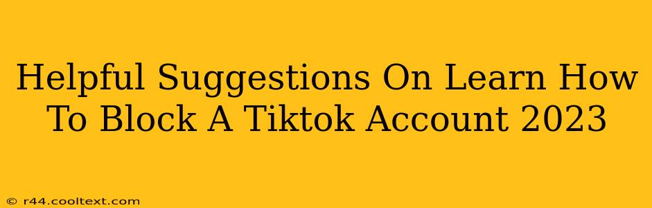 Helpful Suggestions On Learn How To Block A Tiktok Account 2023