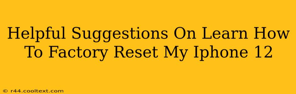 Helpful Suggestions On Learn How To Factory Reset My Iphone 12