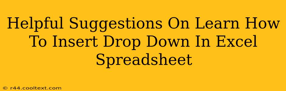 Helpful Suggestions On Learn How To Insert Drop Down In Excel Spreadsheet