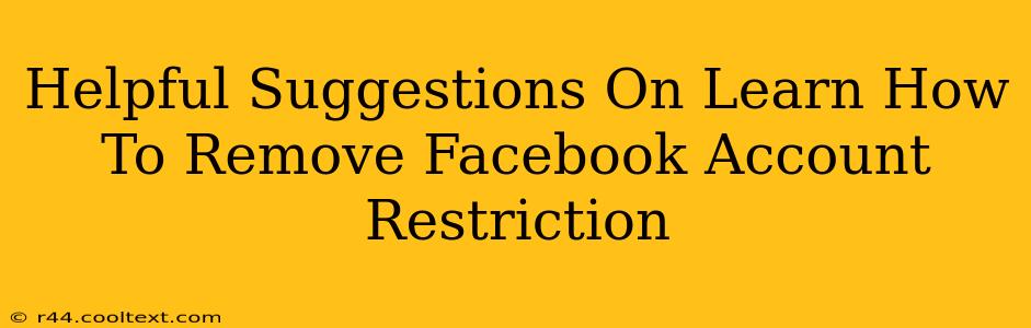 Helpful Suggestions On Learn How To Remove Facebook Account Restriction