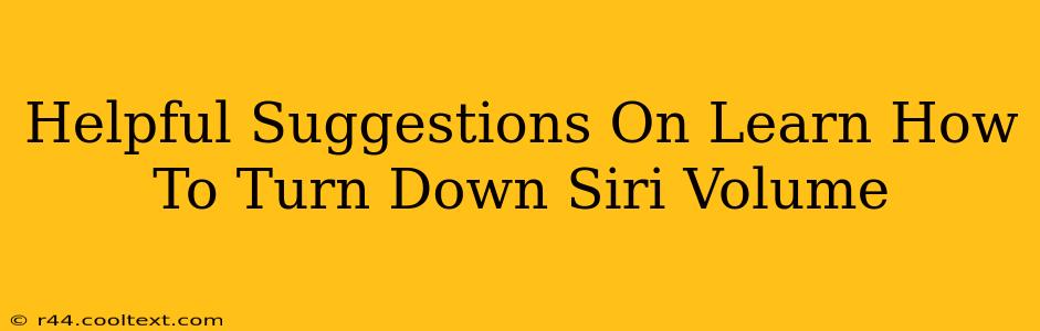 Helpful Suggestions On Learn How To Turn Down Siri Volume