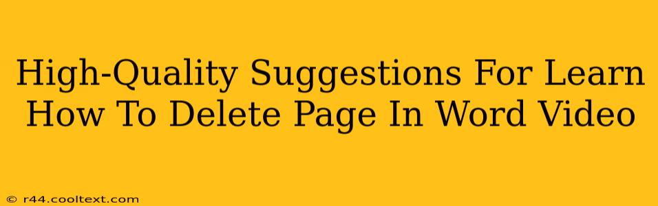 High-Quality Suggestions For Learn How To Delete Page In Word Video